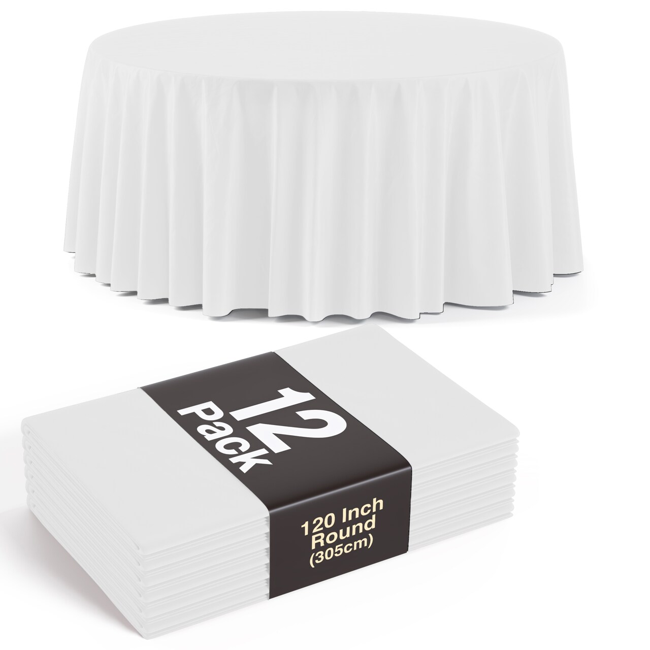 Bulk Pack Plastic Table Cloth - 120 Inch Round Disposable Tablecloth for Parties - Round Tablecloth - Disposable Table Cloths for Parties-Exquisite Party Solids